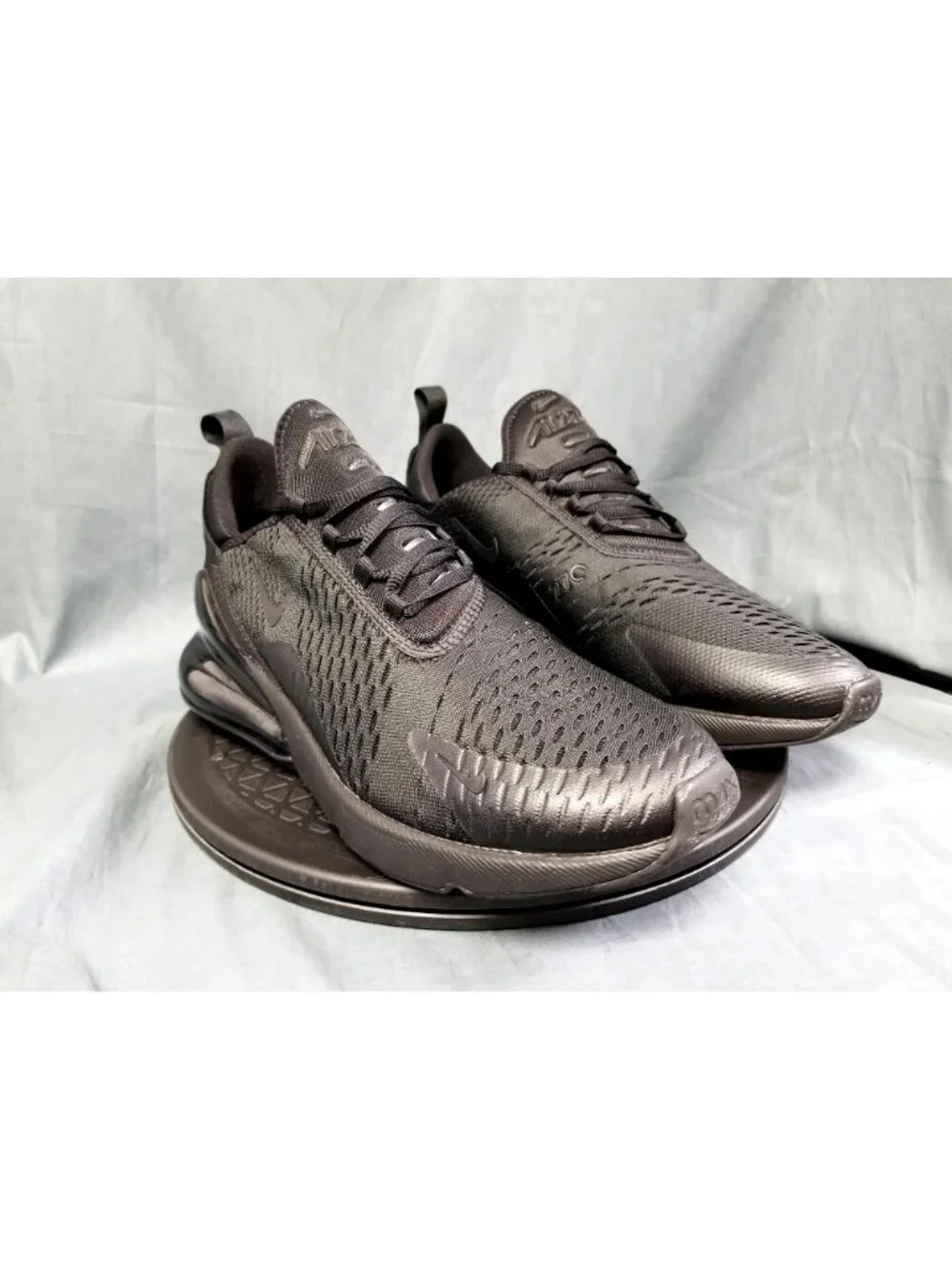 Nike Air Max 270 (GS) Sneakers Mesh Triple Black Boys Size 5 NEW NO BOX!